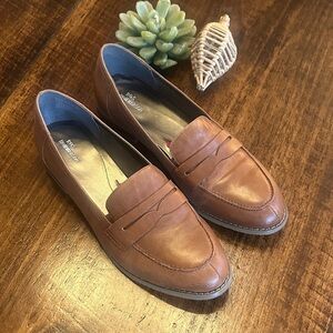 Women's Brown Leather Penny Loafers - Comfort Slip-On